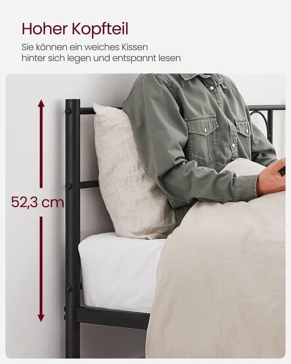 Seng 140 × 200 cm - Lavet af blæk -sort metal