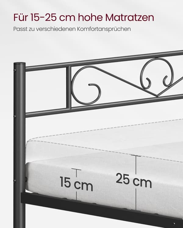 Seng 140 × 200 cm - Lavet af blæk -sort metal