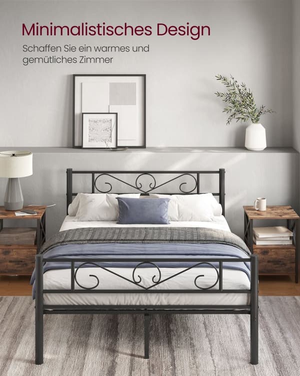 Seng 140 × 200 cm - Lavet af blæk -sort metal