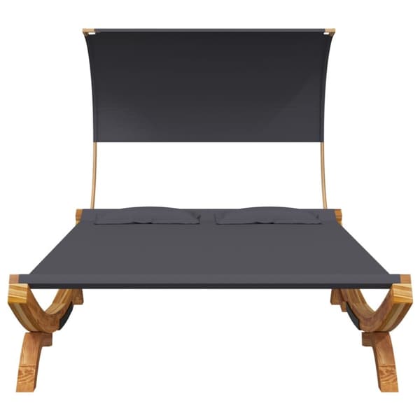 Solsäng med tak 165x203x126cm massivt böjträ antracit