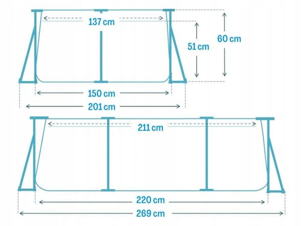 Pool 220 x 150 x 60 Rektangulær med struktur #28270