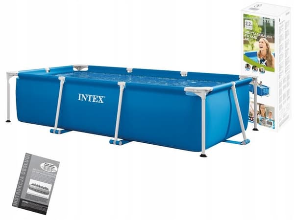 Pool 220 x 150 x 60 Rektangulær med struktur #28270