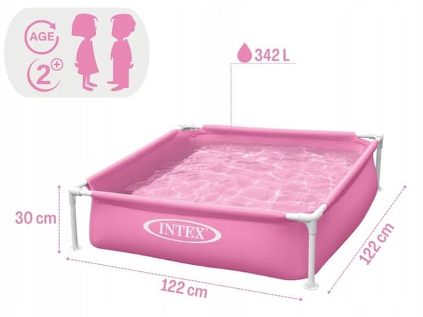 Uima-allas 122 x 122 x 30 Mini Frame rakenteella #57172 pinkki