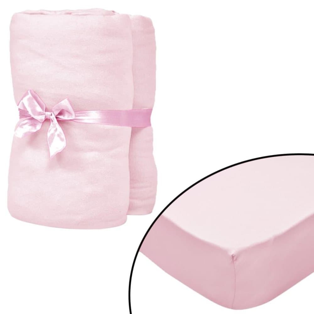 vidaXL Formsydde laken for barneseng 4 stk bomull 70x140 cm rosa