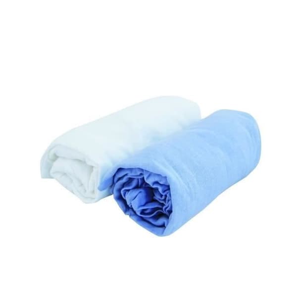 DOUX NID Uppsättning av 2 monterade ark Vit / himmel 60x120 cm