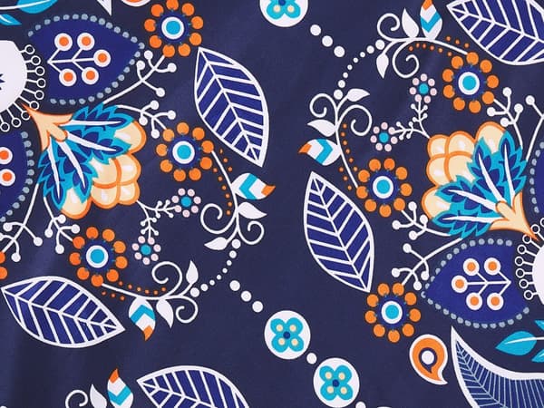 Påslakan och Örngott Set Mörkblå Bomull 135 x 200 cm Blommönster Sovrumslinne Modern