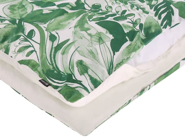 Sengetøj 155x220 cm Hvid/Grøn Satin Bomuld Solid Mønster Moderne Stil