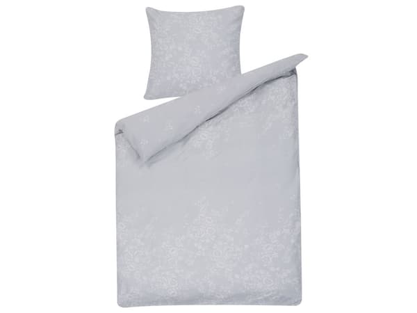 Sengetøj Grå Hvid Bomuld Satin 135 x 200 cm Dekorativ Blomstret Dynebetræk Pudebetræk Moderne Sengelinned til Soveværelse Juniorsengetøj