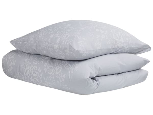 Sengetøj Grå Hvid Bomuld Satin 135 x 200 cm Dekorativ Blomstret Dynebetræk Pudebetræk Moderne Sengelinned til Soveværelse Juniorsengetøj