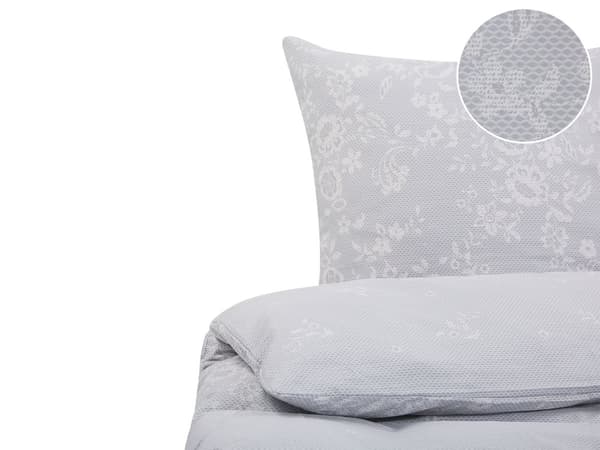Sengetøj Grå Hvid Bomuld Satin 135 x 200 cm Dekorativ Blomstret Dynebetræk Pudebetræk Moderne Sengelinned til Soveværelse Juniorsengetøj