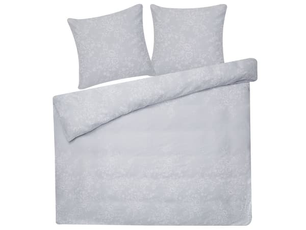 Sengetøj Grå Hvid Bomuld Satin 220 x 240 cm Dekorativ Blomstret Dynebetræk Pudebetræk Moderne Sengelinned til Soveværelse Kvalitet Sengesæt