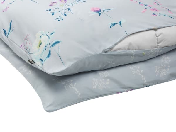 Påslakanset Ljusblå Bomull Satin 200 x 220 cm Blommotiv Andningsbart Dubbelsidig Mjuk