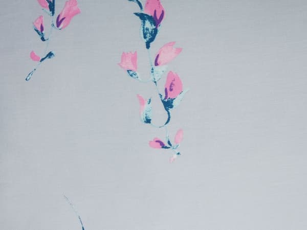 Påslakanset Ljusblå Bomull Satin 200 x 220 cm Blommotiv Andningsbart Dubbelsidig Mjuk
