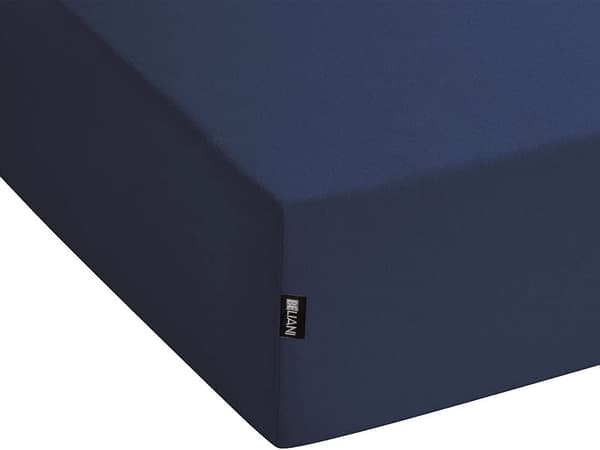 Dra-på-lakan Mörkblå Bomull 140 x 200 cm Solid Mönster Klassisk Elastisk