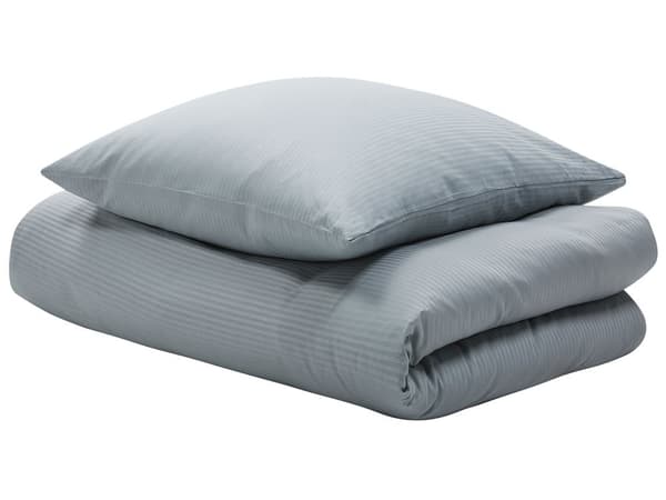 Sängkläder Grå Satin Bomull 155 x 220 cm Solid Mönster Påslakan Örngott Modernt