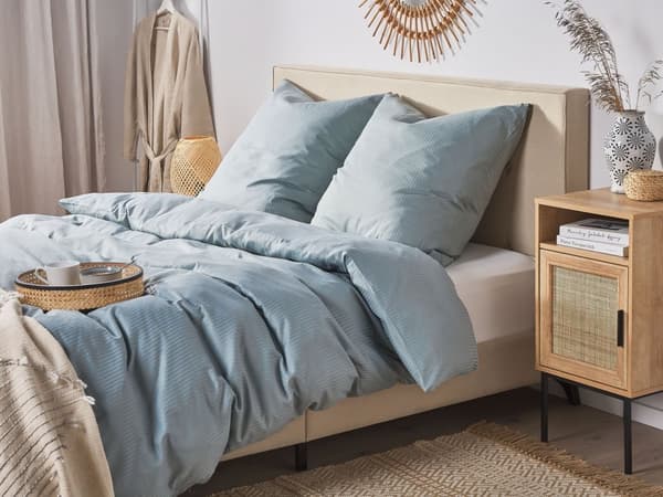 Sängkläder Grå Satin Bomull 155 x 220 cm Solid Mönster Påslakan Örngott Modernt