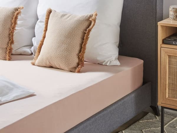Dra-på-lakan Beige Bomull 160 x 200 cm Solid Mönster Klassisk Elastisk