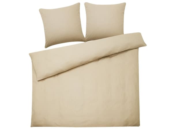 Sängkläder Beige Satin Bomull 200 x 220 cm Solid Mönster Påslakan Örngott Modernt