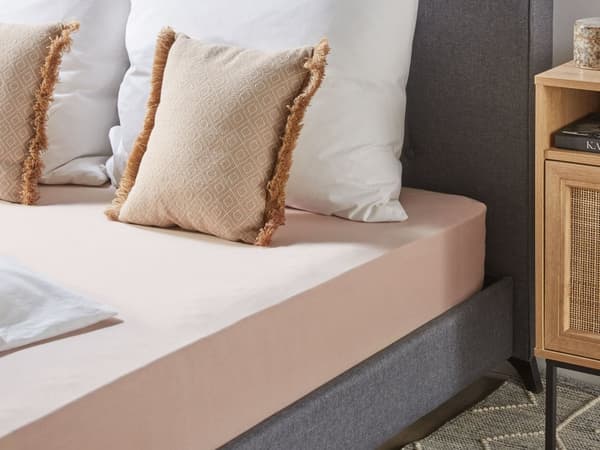 Dra-på-lakan Beige Bomull 200 x 200 cm Solid Mönster Klassisk Elastisk