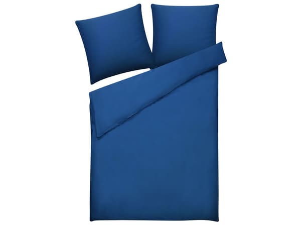 Sengetøj 155 x 220 cm Mørkeblå Satin Bomuld Solid mønster Dynebetræk Pudebetræk Moderne