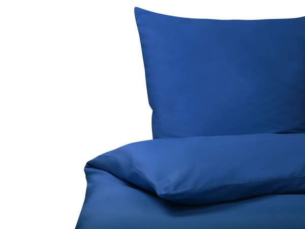 Sengetøj 155 x 220 cm Mørkeblå Satin Bomuld Solid mønster Dynebetræk Pudebetræk Moderne