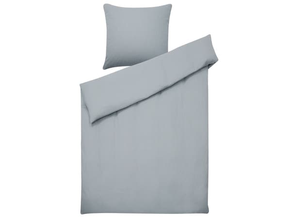 Sengetøj 135 x 200 cm Grå Satin Bomuld Solid Mønster Dynebetræk Pudebetræk Moderne Stil