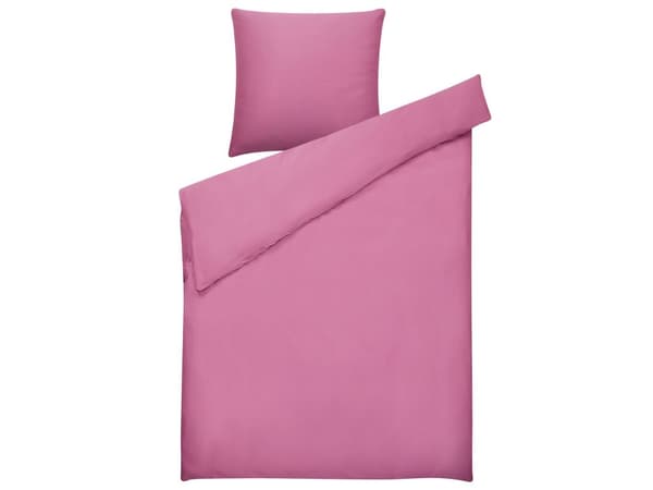 Sengetøj 135 x 200 cm Lyserød Satin Bomuld Solid mønster Dynebetræk Pudebetræk Moderne