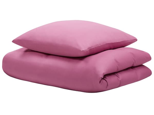 Sengetøj 135 x 200 cm Lyserød Satin Bomuld Solid mønster Dynebetræk Pudebetræk Moderne