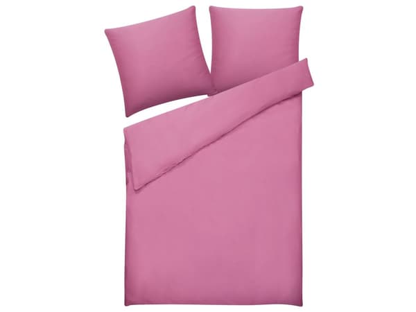 Sengetøj 155 x 220 cm Lyserød Satin Bomuld Solid mønster Dynebetræk Pudebetræk Moderne