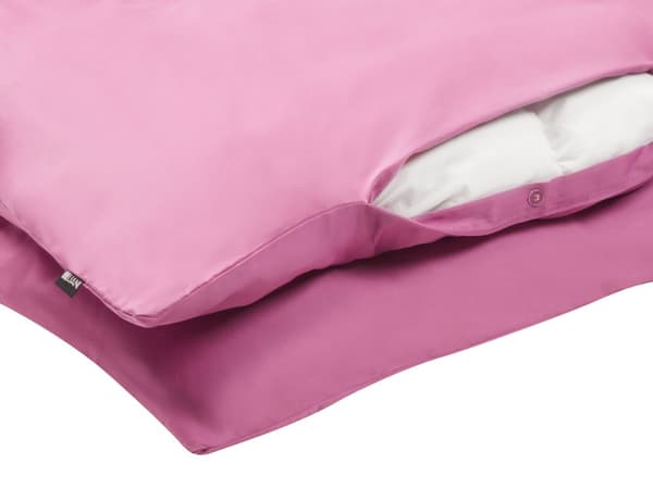 Sengetøj 155 x 220 cm Lyserød Satin Bomuld Solid mønster Dynebetræk Pudebetræk Moderne