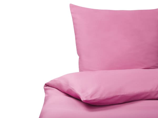 Sengetøj 200 x 220 cm Lyserød Satin Bomuld Solid mønster Dynebetræk Pudebetræk Moderne