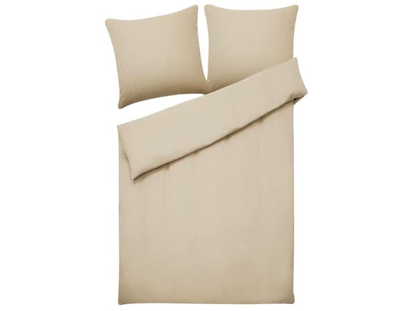 Sengetøj Beige Satin Bomuld 155 x 220 cm Solid Mønster Dynebetræk Pudebetræk Moderne Stil