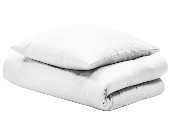 Sengetøj Hvid Satin Bomuld 240 x 220 cm Solid Mønster Dynebetræk Pudebetræk Moderne Stil