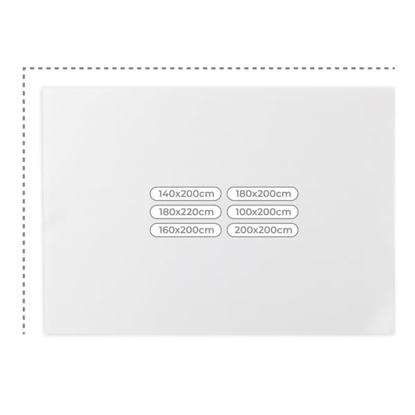 Lakanat ilman elastista kiehumiskestävää puuvillaa 180 x 220 cm - valkoinen lakana ilman kuminauhaa, puuvillalakana hotellin peittoon 125 g/m²