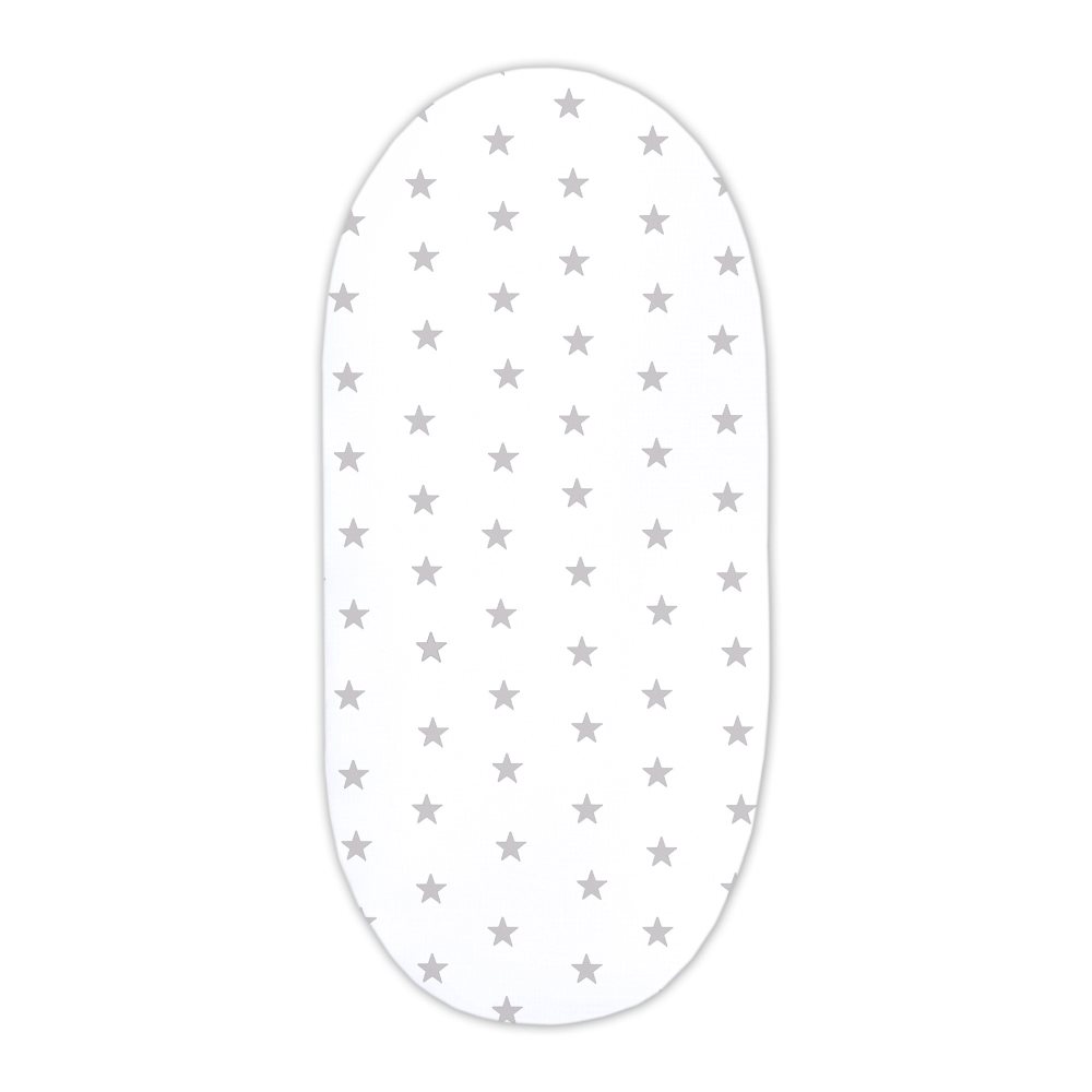 Prydnadslakan för sängöverdrag 40x80 cm - babysäng lakan bomull underlakan ovala grå stjärnor på vitt