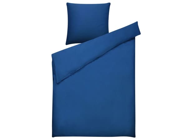 Sengesett mørkeblå 135 x 200 cm bomull ensfarget dynetrekk og putevar moderne elegant