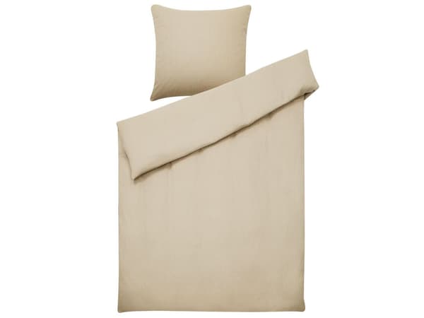 Sengesett Beige 135 x 200 cm Bomullssateng Ensfarget Dynetrekk og Putevar Elegant
