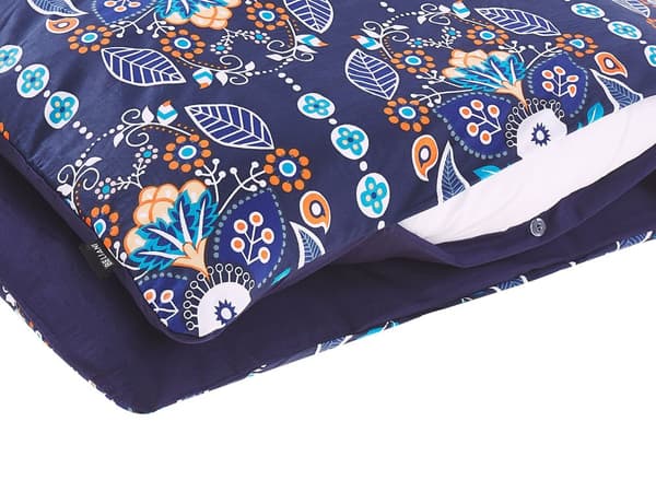 Dynetrekk og putetrekk i mørkeblå bomull 155 x 220 cm Blomstermønster Dynetrekk i sengetøy til soverommet Modern