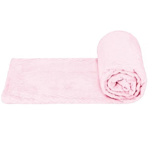 Couvre-lit - SPRINGOS - Zigzag - 160 x 200 cm - Pastellrosa - 100% polyester