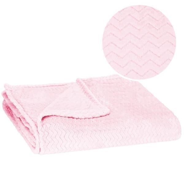 Couvre-lit - SPRINGOS - Zigzag - 160 x 200 cm - Pastellrosa - 100% polyester
