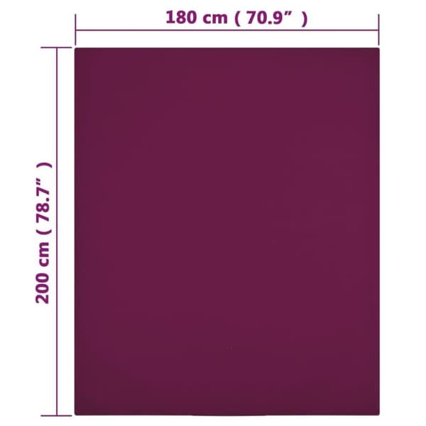 vidaXL Muotoon ommellut lakanat 2 kpl viininpun. 180x200 cm puuvilla
