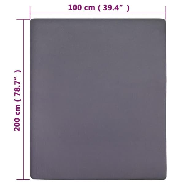vidaXL Muotoon ommellut lakanat 2 kpl antrasiitti 100x200 cm puuvilla