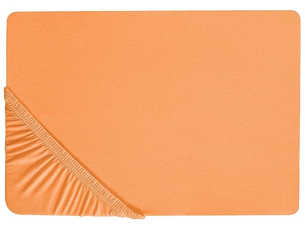 Påslakan Orange Bomull 160 x 200 cm Elastisk Kant Helfärgad Klassisk Stil för Sovrum