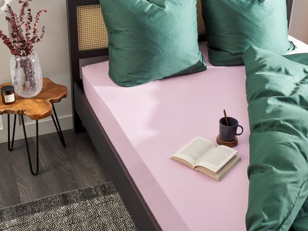 Påslakan Rosa Bomull 160 x 200 cm Elastisk Kant Helfärgad Klassisk Stil för Sovrum