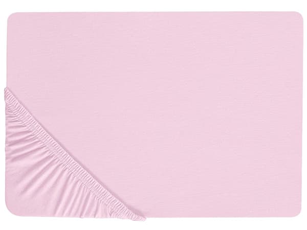 Påslakan Rosa Bomull 160 x 200 cm Elastisk Kant Helfärgad Klassisk Stil för Sovrum