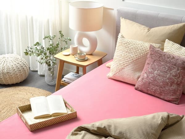 Formsydd laken Korall Bomull 200 x 200 cm Elastisk kant Ensfarget Klassisk stil Soverom Seng