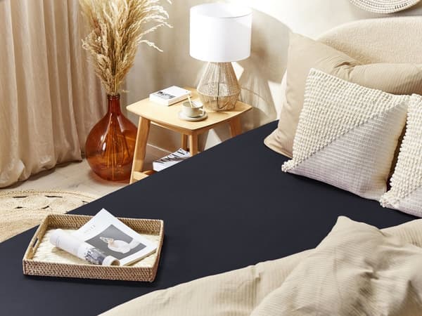 Formsydd laken Svart Bomull 180 x 200 cm Elastisk kant Ensfarget Klassisk stil Soverom Seng