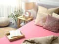 Miniatyrbilde 2 av 6: Formsydd laken Korall Bomull 140 x 200 cm Elastisk kant Ensfarget Klassisk stil Soverom Seng