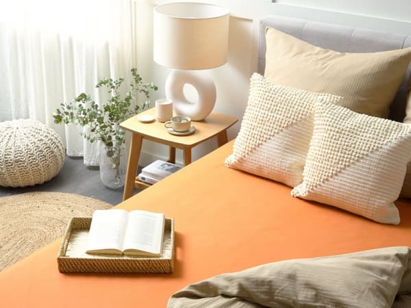 Formsydd laken Oransje Bomull 90 x 200 cm Elastisk kant Ensfarget Klassisk stil Soverom Seng
