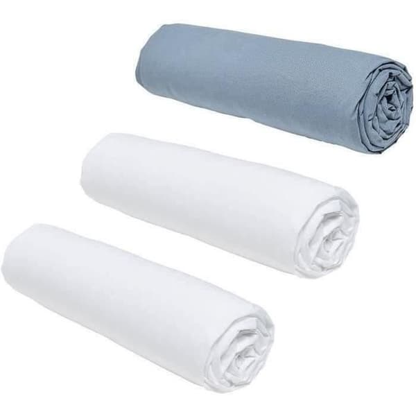 Uppsättning av 3 Teday Essential Curses - 140 x 190 cm - 2 personer - 100% bomull - krita/ denim
